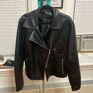 Boohoo sz 18 faux black leather moto  jacket